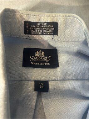 Stafford Wrinkle-Free Oxford Dress Shirt - Pale Blue